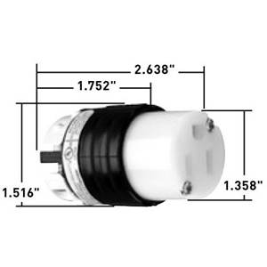 125 VAC 15 A 5-15R, Legrand North America LLC PS5269XGCM Straight Blade Connector, Black/White