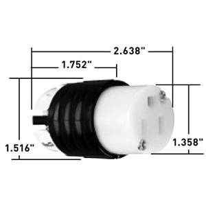 125 VAC 15 A 5-15R, Legrand North America LLC PS5269X Straight Blade Connector, Black/White