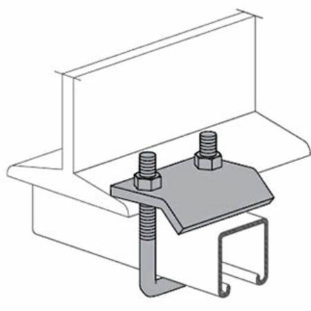 3-3/8" x 1-5/8" x 1/4", Atkore International Inc. PS2651-T1-EG Beam Clamp, 1000 Lb Load Rated, Electrogalvanized