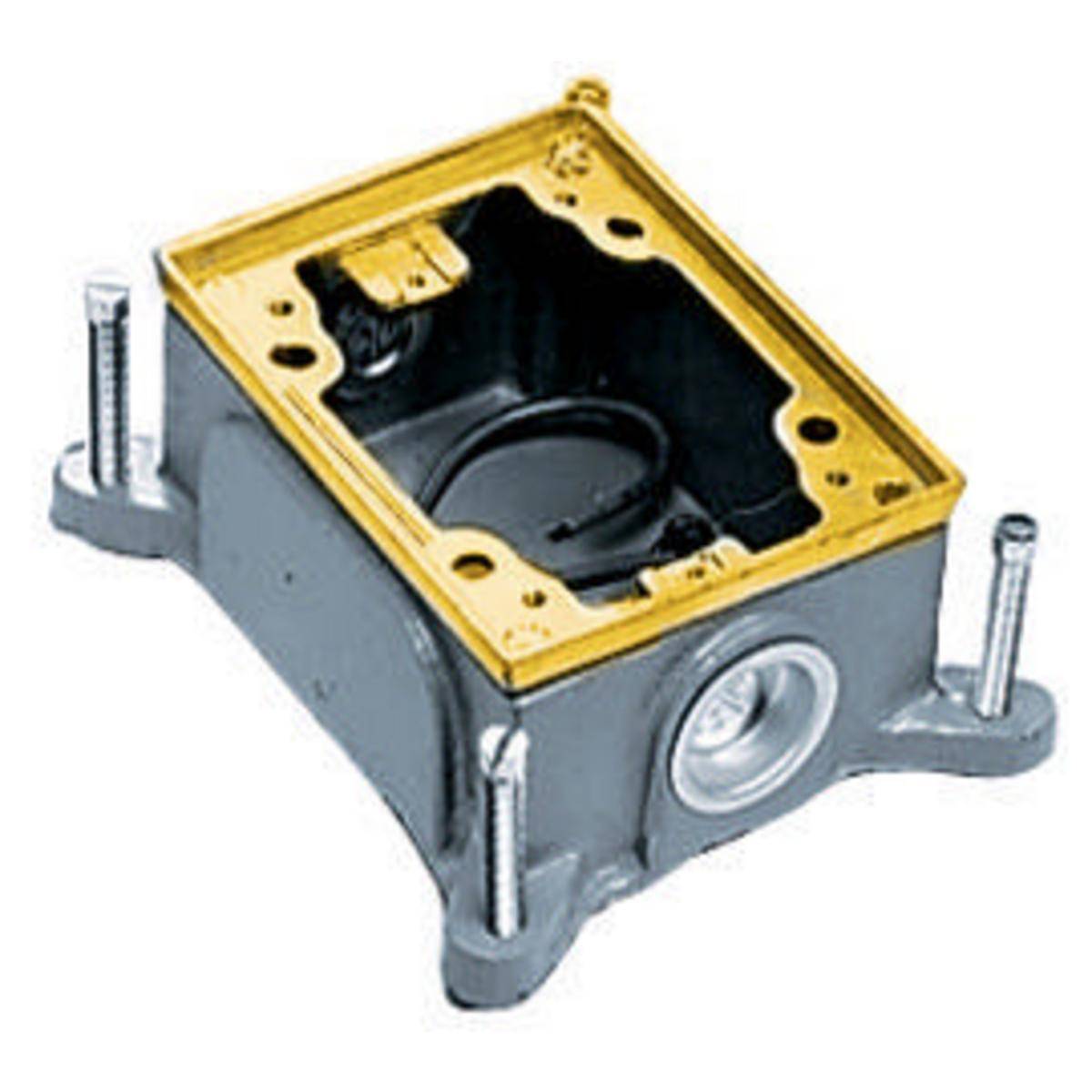 PREMISE WIRING B2414 Semi-Adjustable Shallow Floor Box, Cast Iron, 16 cu-in Capacity, 1 Gangs, 1 Outlets, 2 Knockouts, 4.36 in L x 3.2 in W x 2 in H