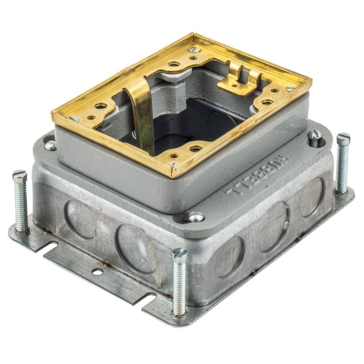 PREMISE WIRING B2429 Fully Adjustable Shallow Floor Box, Stamped Steel, 37.3 cu-in Capacity, 1 Gangs, 1 Outlets, 10 Knockouts, 4.37 in L x 3.18 in W x 2.81 in H