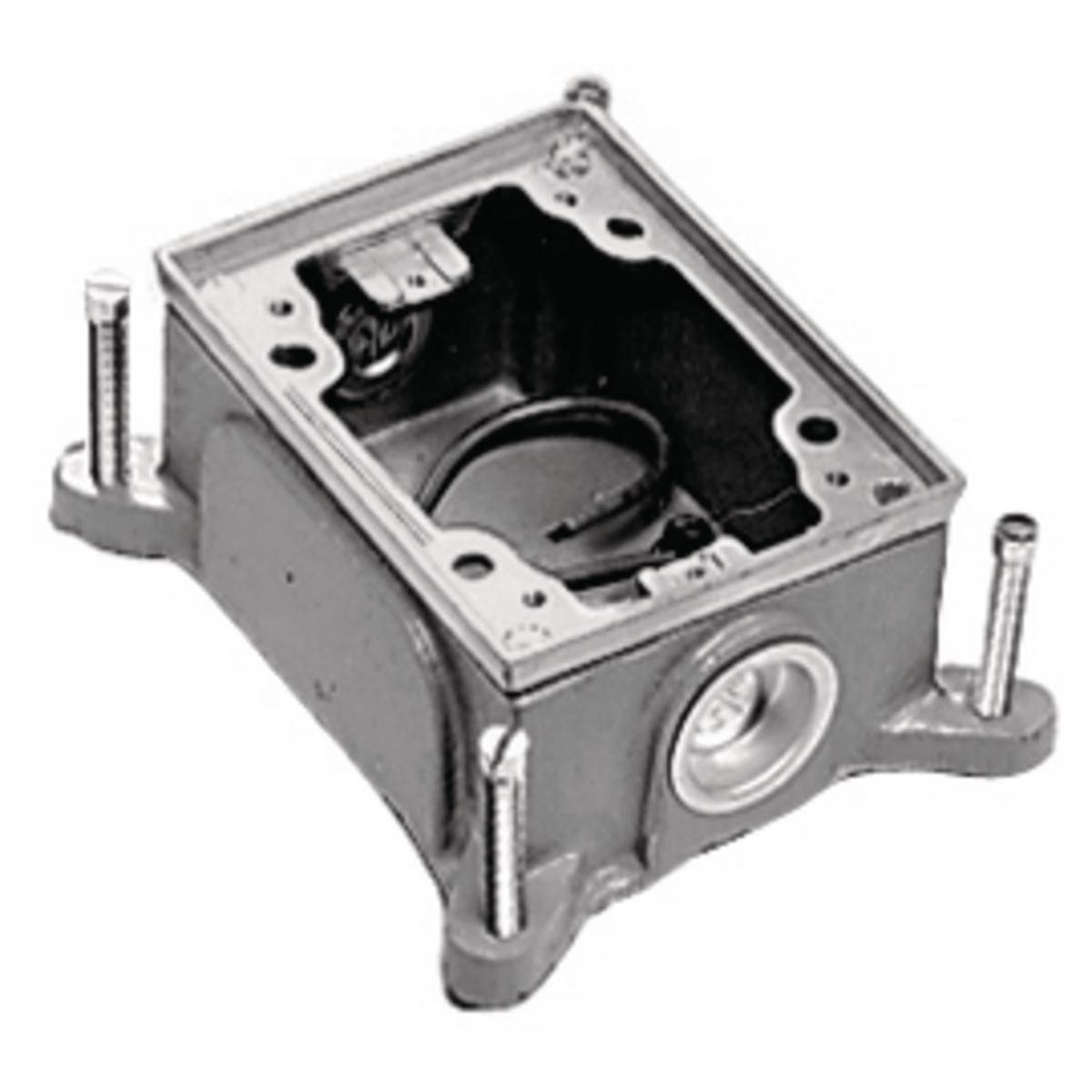 PREMISE WIRING BA2414 Semi-Adjustable Shallow Concrete Floor Box, Cast Iron, 16 cu-in Capacity, 1 Gangs, 4 Knockouts, 4.81 in L x 3.69 in W x 2 in H