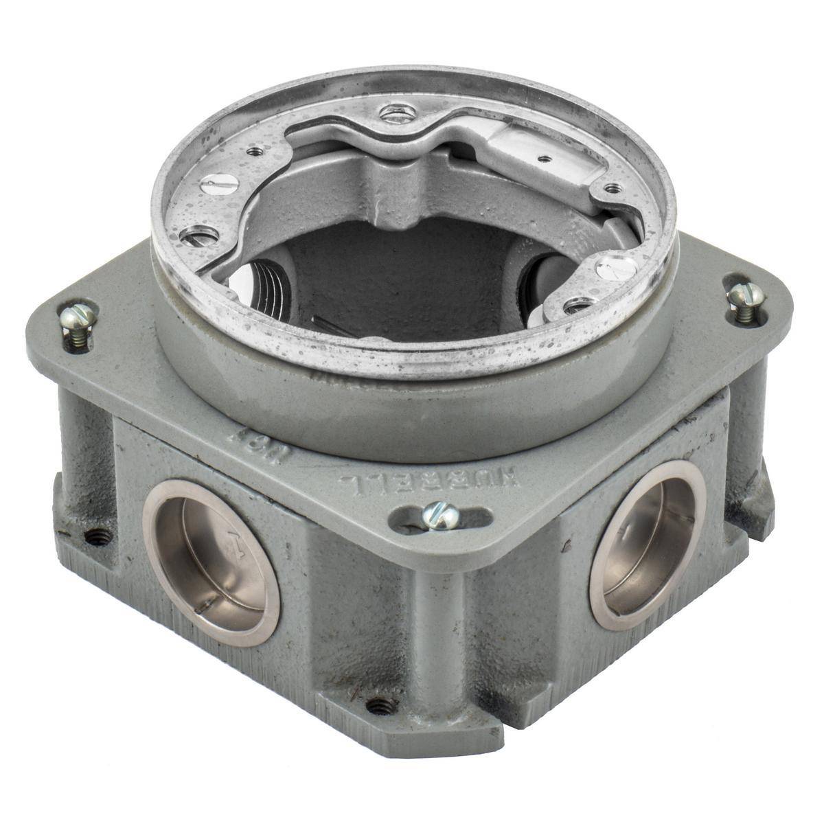 PREMISE WIRING BA2537 Fully Adjustable Concrete Floor Box, Cast Iron, 30 cu-in Capacity, 1 Gang, 4 Knockouts, 4.84 in L x 4.84 in W x 2.88 in H