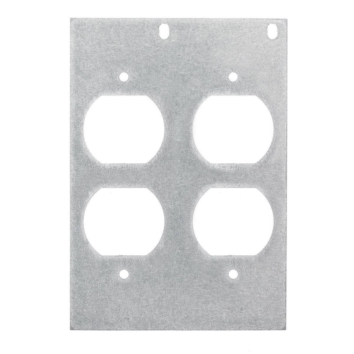 Wiring Device-Kellems FB10MP2E 2-Gang Metallic Standard Double Duplex Rectangular Mounting Plate, 3.62 in W, Steel