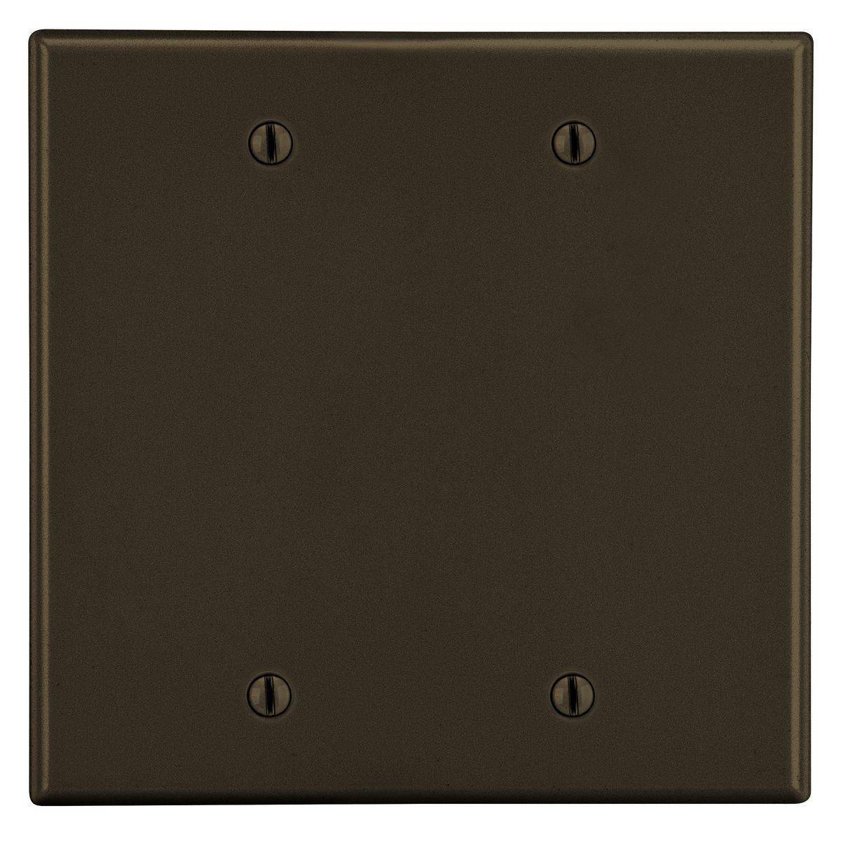Bryant Electric PJ23 Mid-Size Non-Metallic Blank Wall Plate, 2 Gangs, 5 in W x 4.94 in H, Polycarbonate Thermoplastic, Brown
