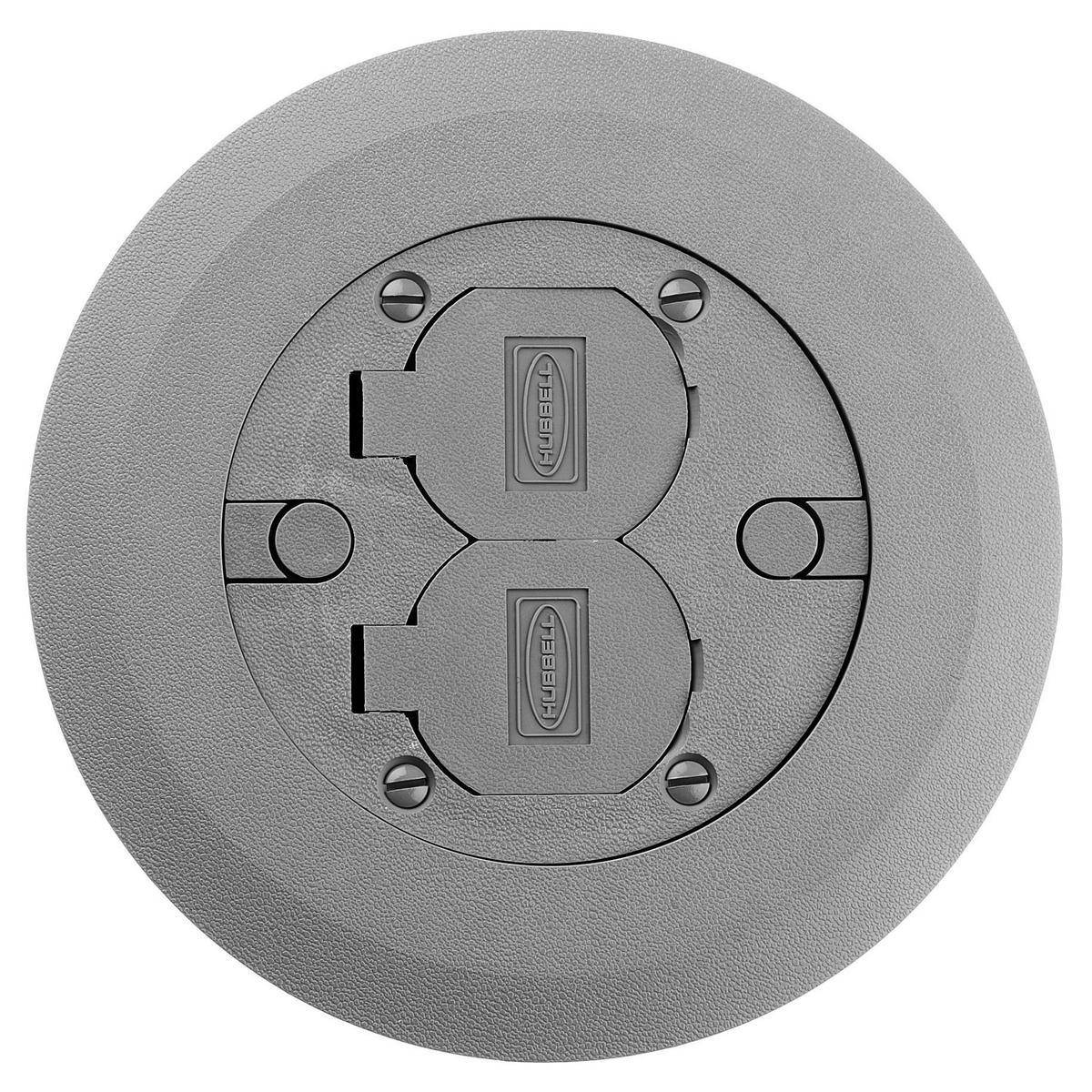 Wiring Device-Kellems PFBCGYA PFB Flush Style Molded Non-Metallic Standard Cover and Flange Assembly, 6-1/4 in Dia, 6-1/4 in L x 6-1/4 in W x 0.56 in D, Thermoplastic/ABS