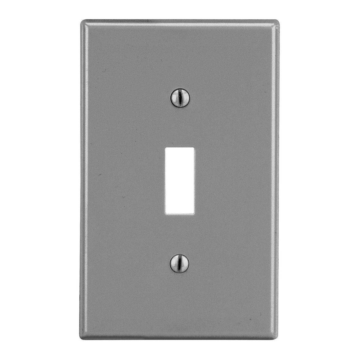 EATON Arrow Hart™ PJ1GY PJ Series Mid-Sized Toggle Switch Wall Plate, 1 Gangs, 3.12 in W x 4.87 in H, Polycarbonate, Gray