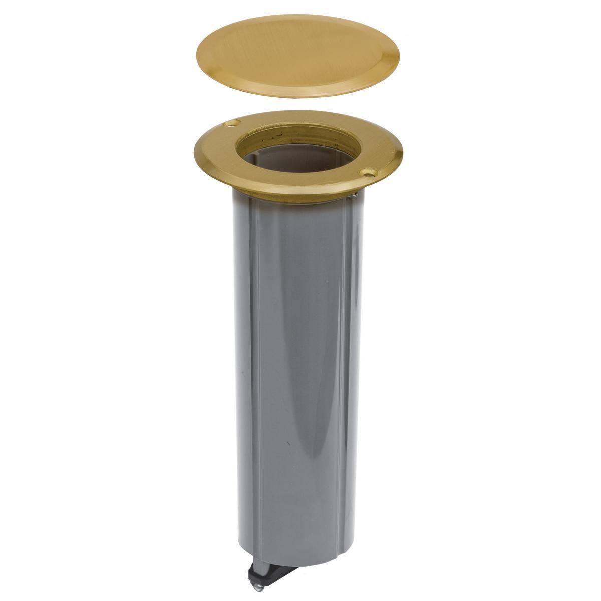 PREMISE WIRING tradeSELECT® RF151R Complete Drop-In Non-Metallic Molded Standard Floor Box Kit, Solid Brass, 1 Outlet, 2 Knockouts, 8.04 in H