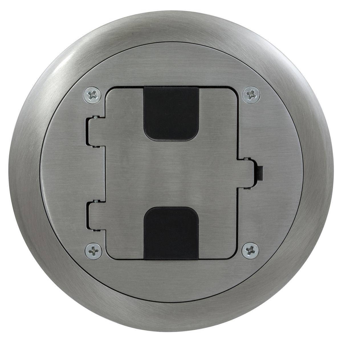 PREMISE WIRING Wiring Device-Kellems tradeSELECT® RF406ALU Residential Series Hinged Flange Door Cover Assembly Slab-On Floor Box, Die Cast Aluminum, 300 lb Capacity, 1 Gang, 2.43 in H