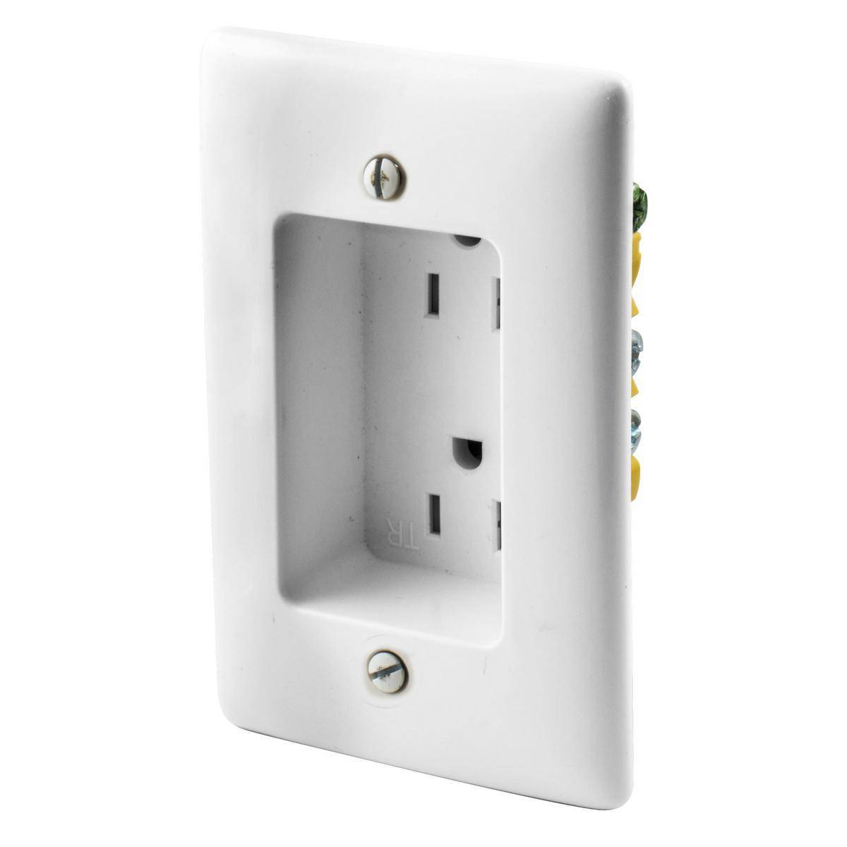 PREMISE WIRING tradeSELECT® RR1510W 2-Gang Duplex Standard Tamper Resistant Recessed Receptacle, 125 VAC, 15 A, 2 Poles, 3 Wires, White