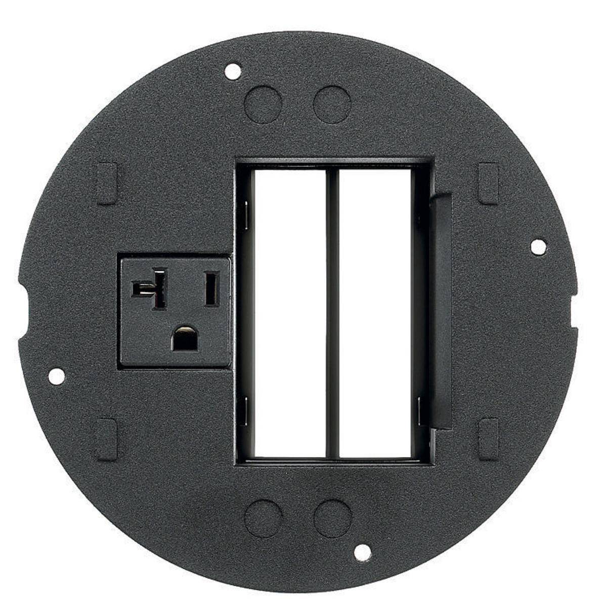 PREMISE WIRING S1SPTRAC Fabricated Standard Sub-Plate With 20 A Receptacles, 5.36 in Dia, 6.26 in W, Composite