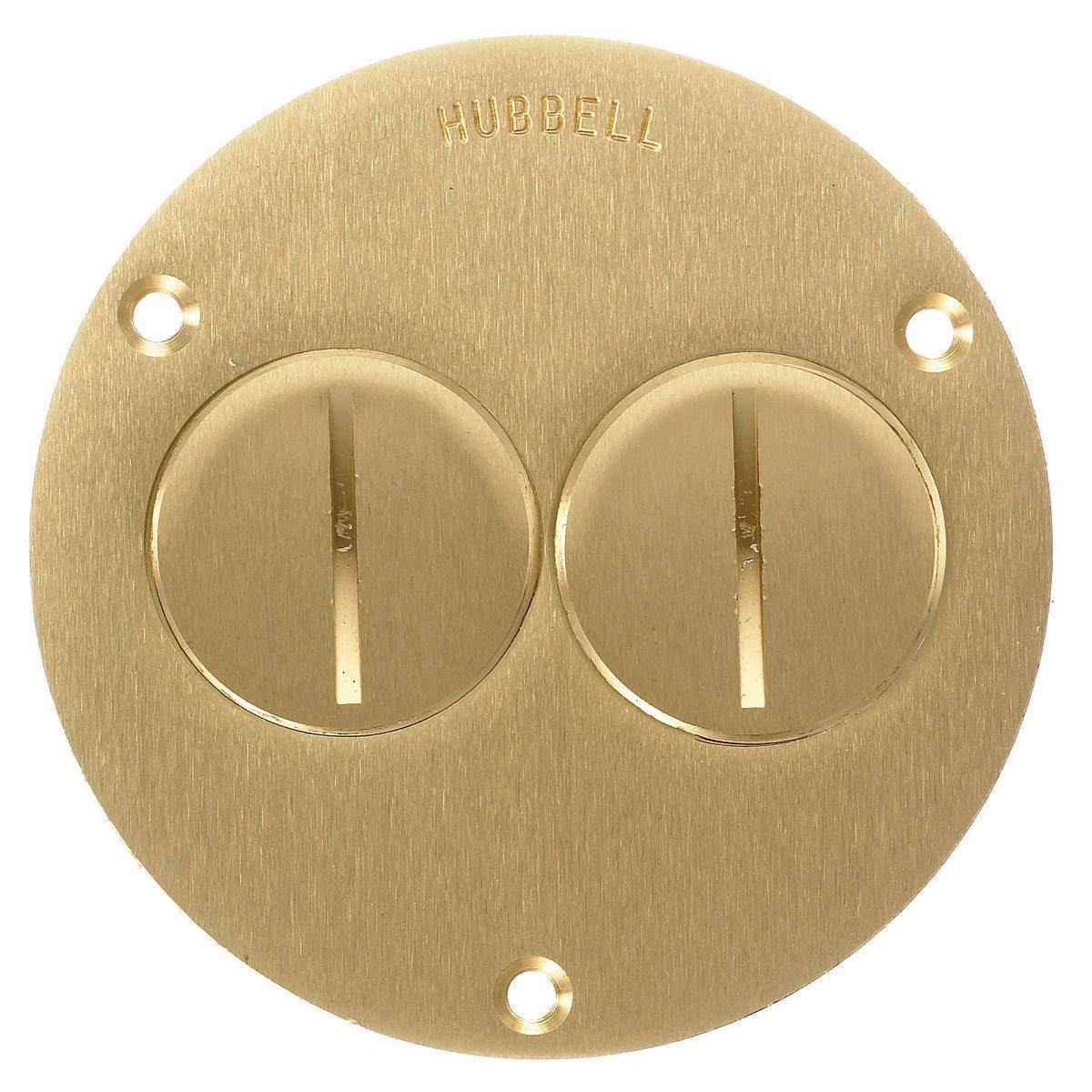 PREMISE WIRING S3725 Duplex Screw Round Standard Floor Box Cover, 3.88 in Dia, Brass