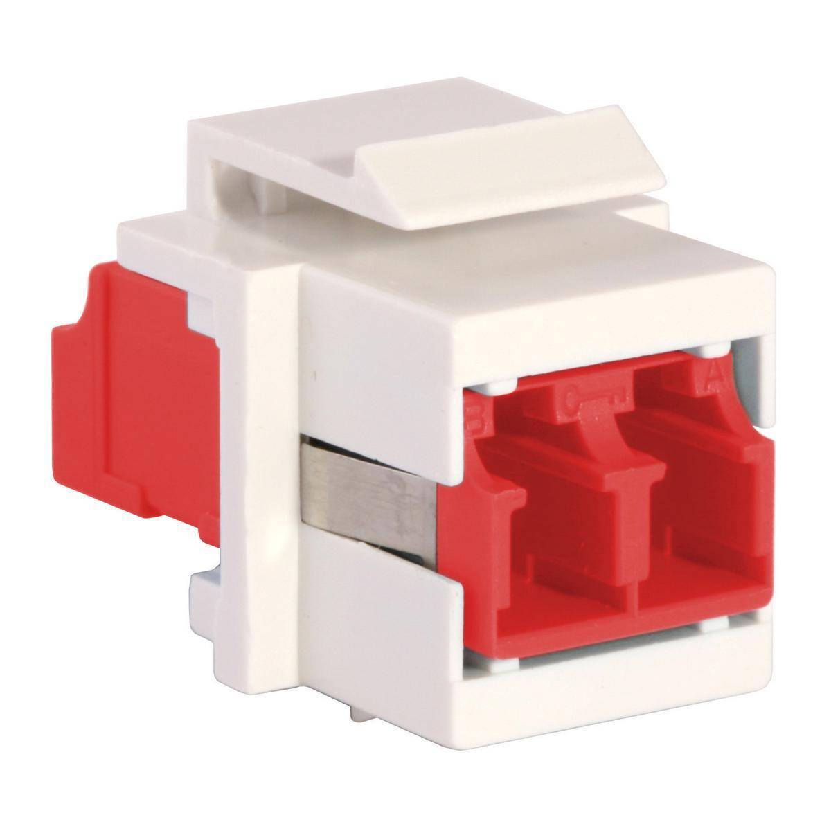 Wiring Device-Kellems OptiChannel™ SFFLCSRBK Duplex Keystone Standard Fiber Optic Adapter, LC Connector, Flush/Snap-In Mount, 125 um Single-Mode/Multi-Mode Fiber