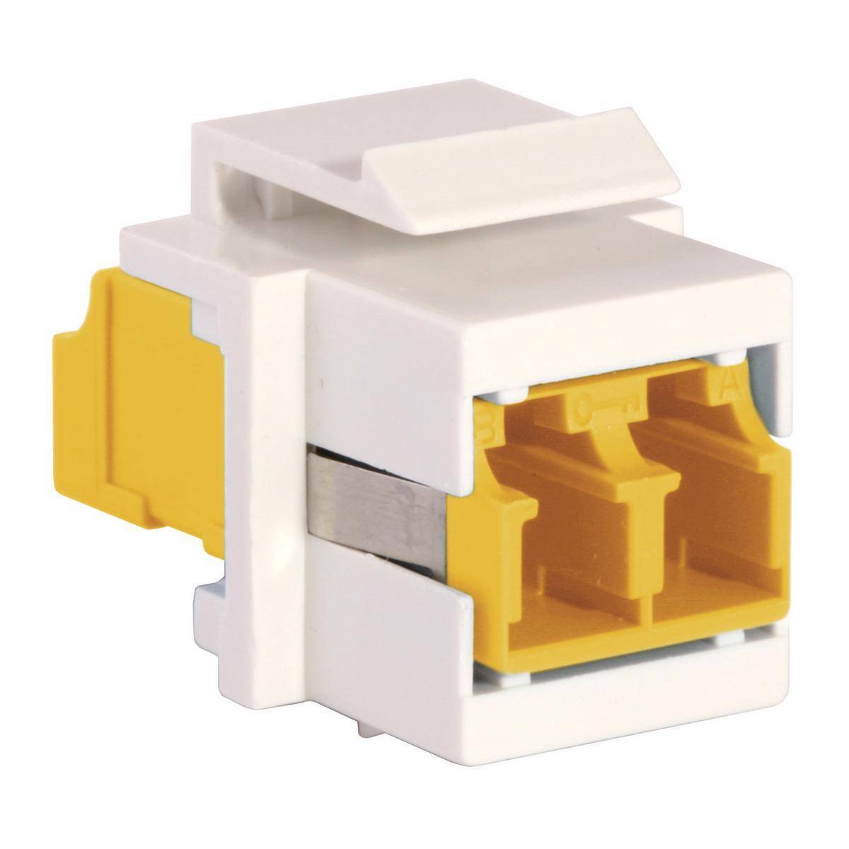 Wiring Device-Kellems OptiChannel™ SFFLCSYBK Duplex Keystone Standard Fiber Optic Adapter, LC Connector, Flush/Snap-In Mount, 125 um Single-Mode/Multi-Mode Fiber