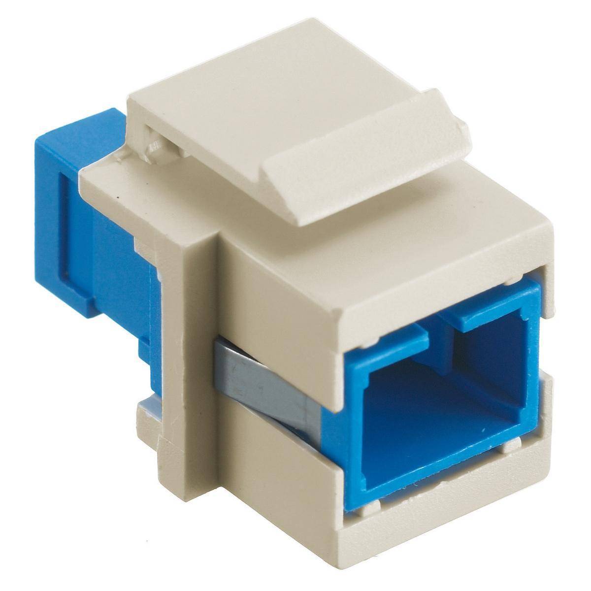 Wiring Device-Kellems OptiChannel™ SFFSCBEOW Keystone Simplex Standard Fiber Optic Adapter, SC Connector, Flush/Snap-In Mount, 125 um Multi-Mode Fiber
