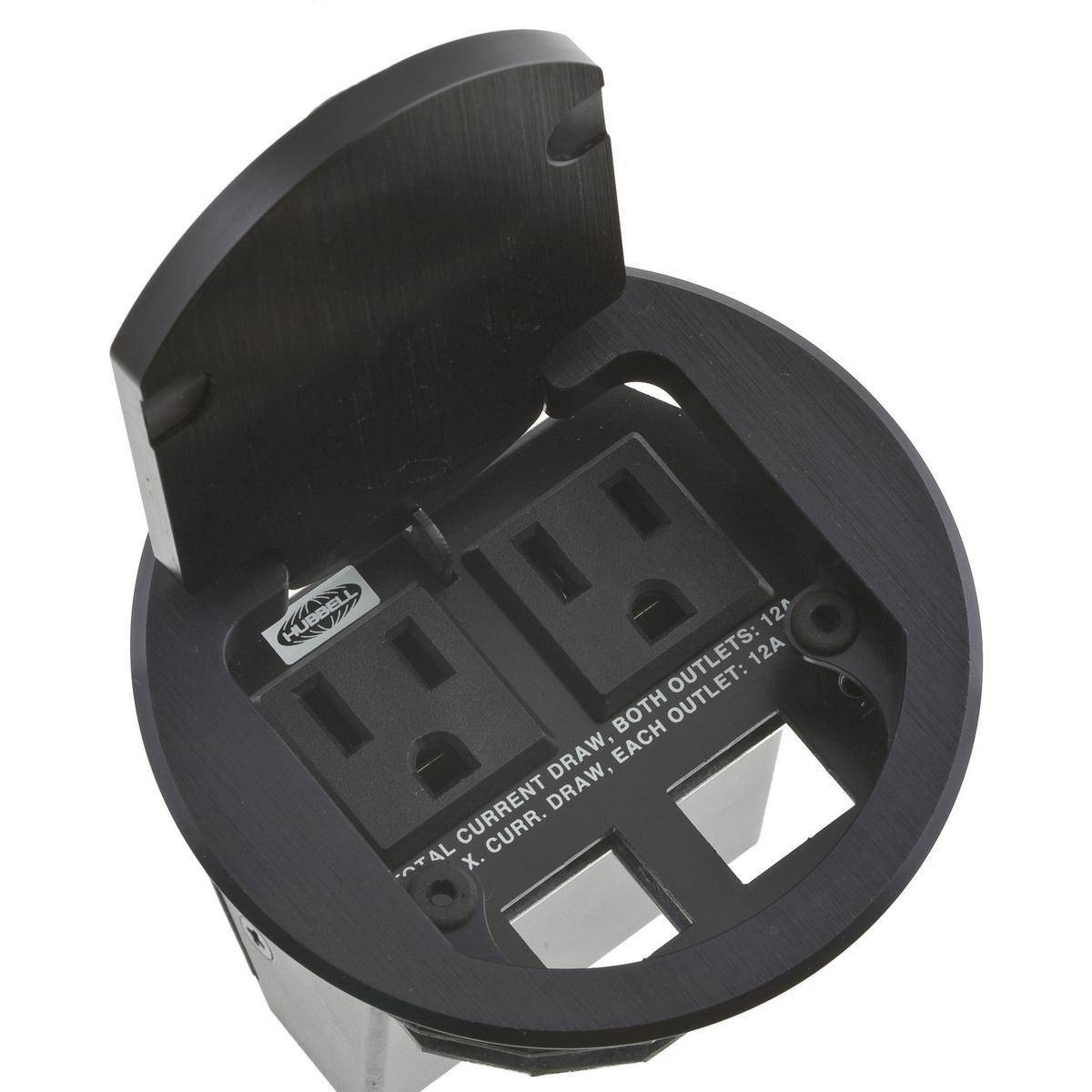Wiring Device-Kellems TTBDS2BR Surface Dual Service Delivery Systems Table Top Box, Stamped Steel, 1 Gangs, (4) Outlets