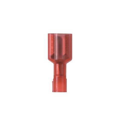 Panduit® Pan-Term™ DNF18-110FIB-C Type DNF-FIB Loose Piece Vibration-Resistant Female Disconnect, 18 AWG Conductor, 0.11 in W x 0.032 in THK Tab, Butted Seam/Funnel Entry Barrel, Brass, Red, Fully Insulated