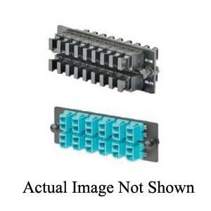 Panduit® Opticom® FAP12WAQLCZ Simplex Loaded Fiber Optic Adapter Panel With (12) 10Gig Aqua Adapter, Zirconia Ceramic Split Sleeves, LC End A,) OM3/OM4 Fiber