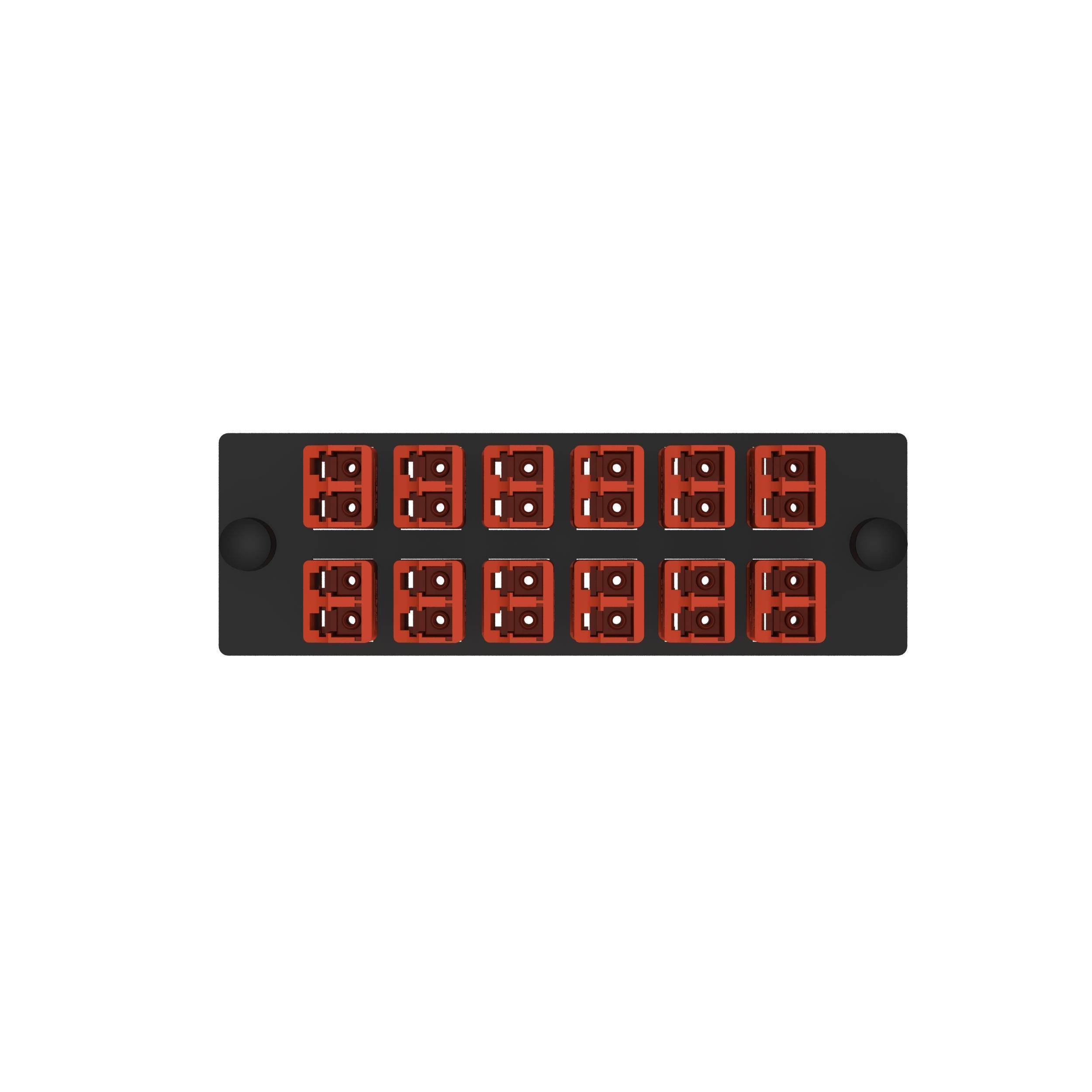 Panduit® Opticom® FAP12WBRDRDDLCZ Duplex Fiber Optic Adapter Panel With (12) Red Adapter, Keyed LC End A