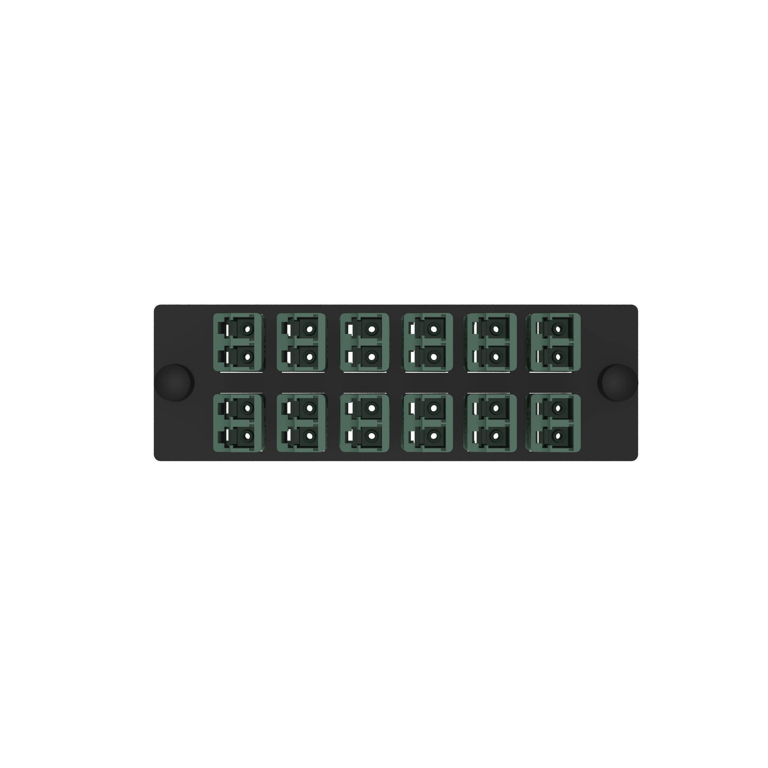 Panduit® Opticom® FAP12WCGRGRDLCZ Duplex Fiber Optic Adapter Panel With (12) Green Adapter, Keyed LC End A