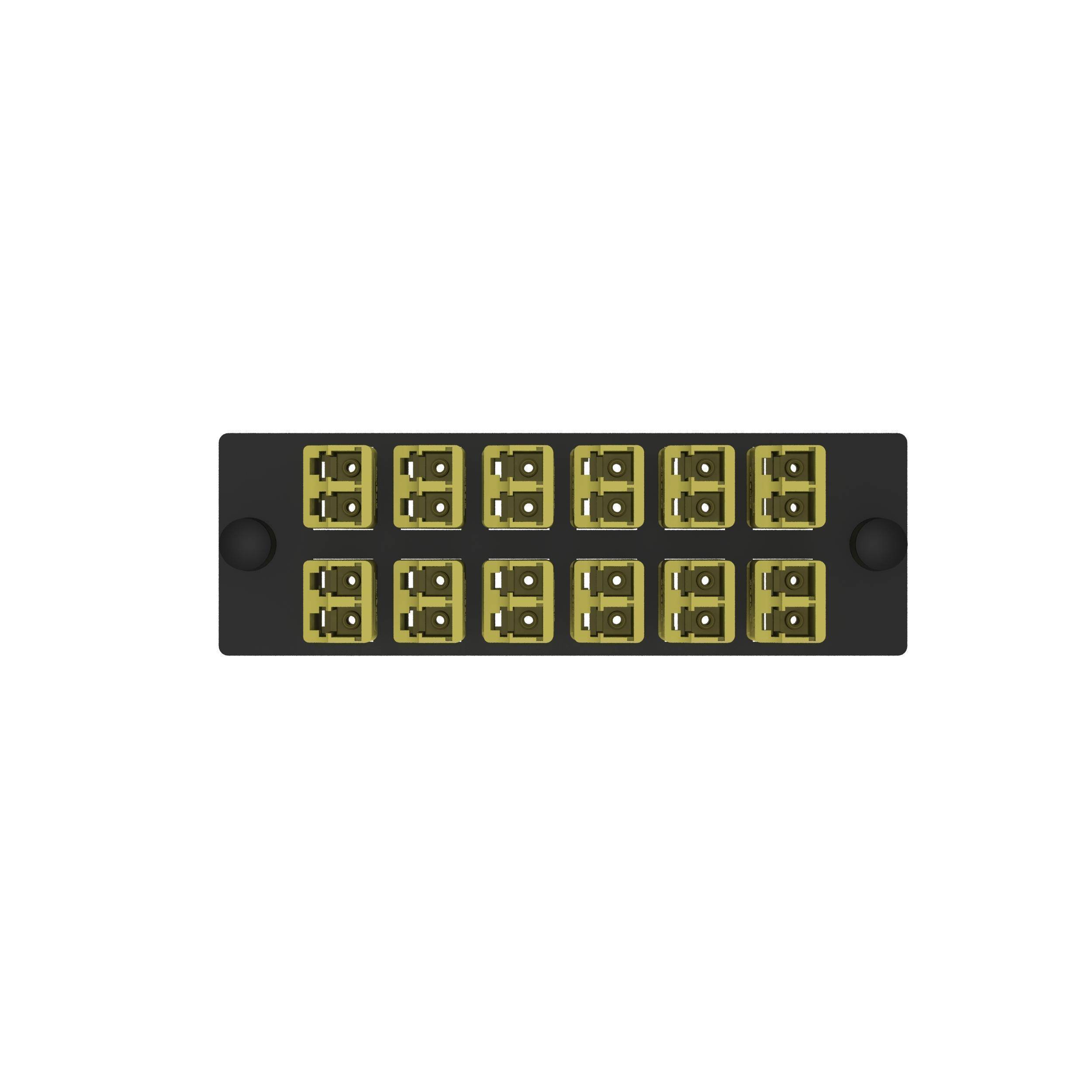 Panduit® Opticom® FAP12WDYLYLDLCZ Duplex Fiber Optic Adapter Panel With (12) Yellow Adapter, Keyed LC End A