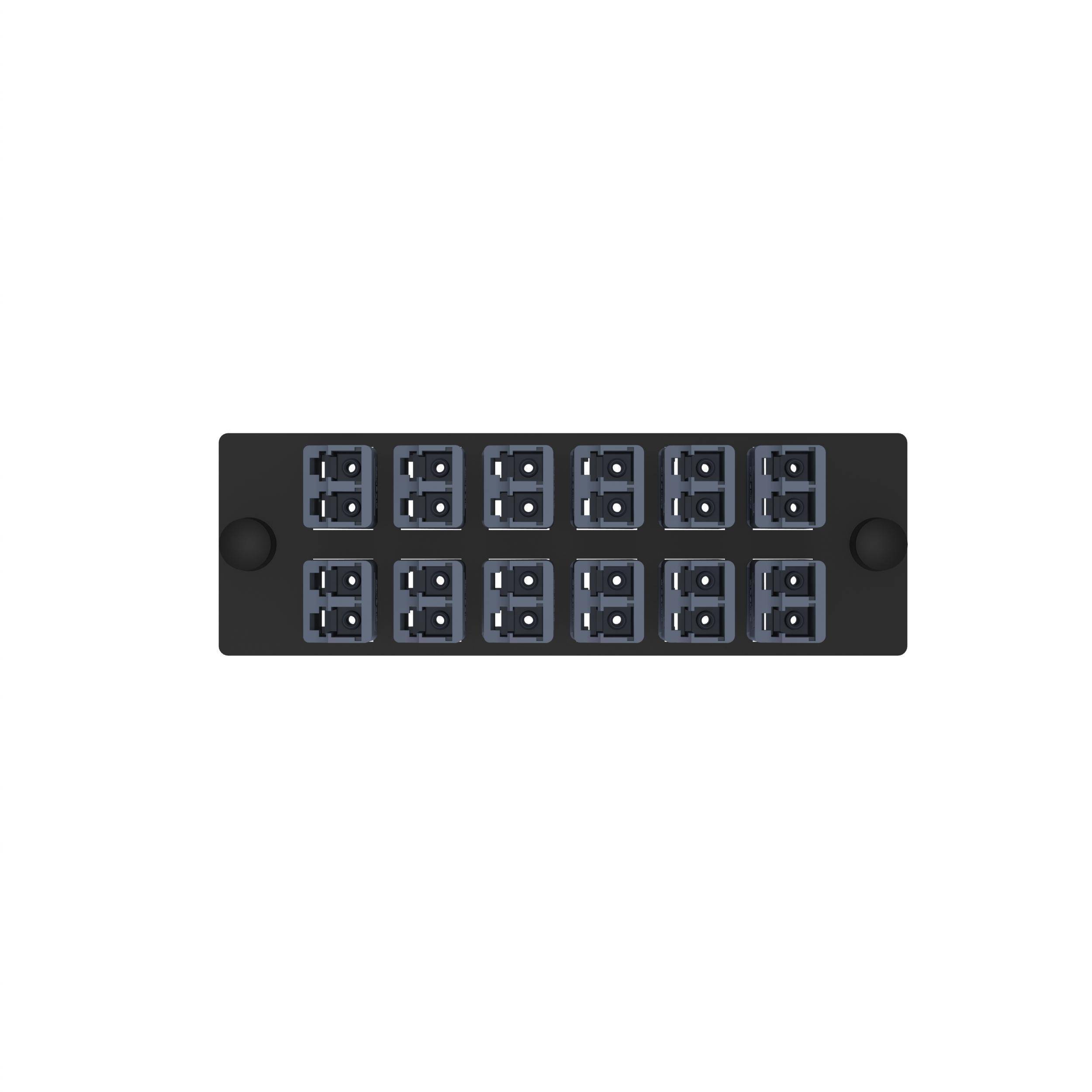 Panduit® Opticom® FAP12WFDBDBDLCZ Duplex Fiber Optic Adapter Panel With (12) Dark Blue Adapter, Keyed LC End A