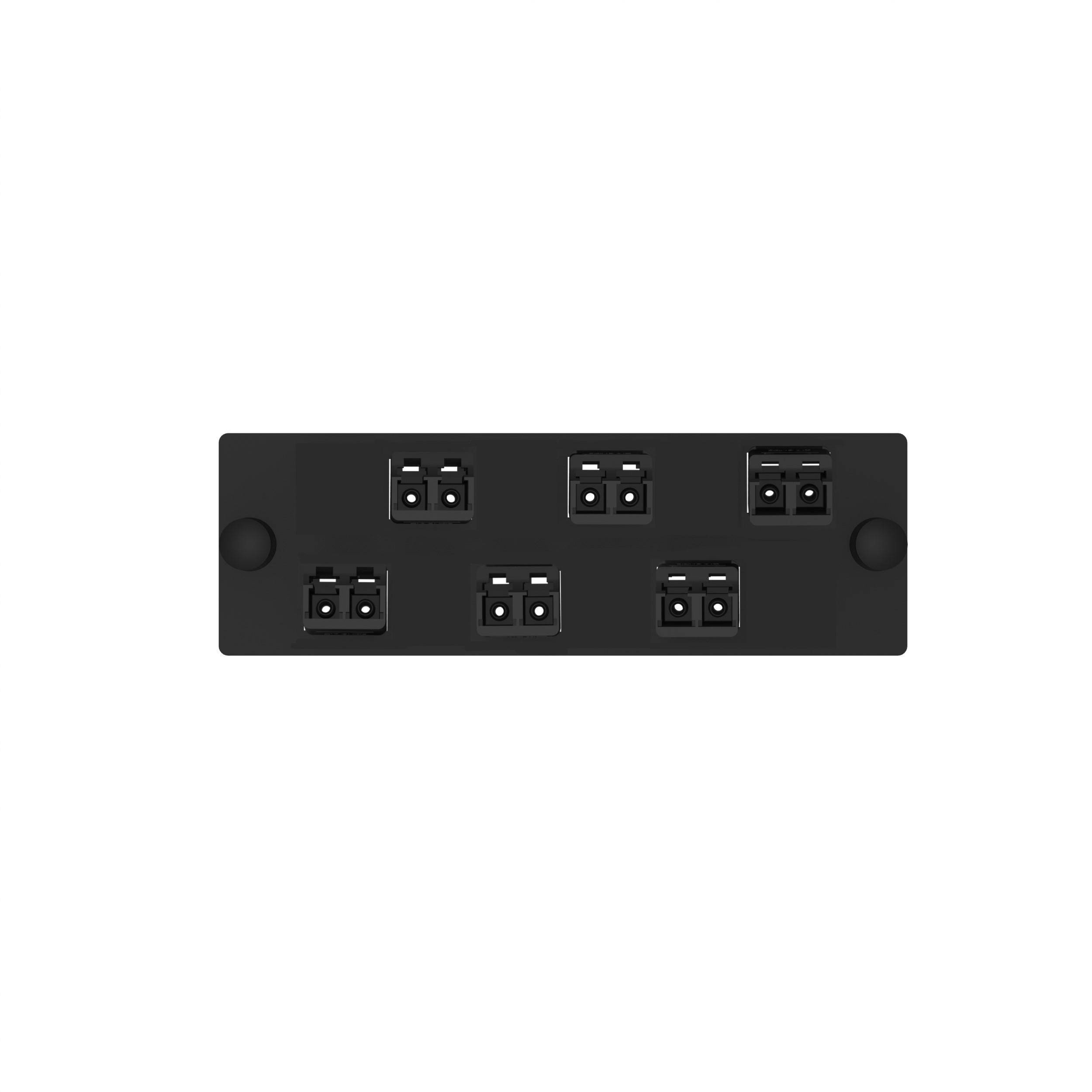 Panduit® Opticom® FAP6WABLBLDLCZ Duplex Fiber Optic Adapter Panel With (6) Black Adapter, Keyed LC End A