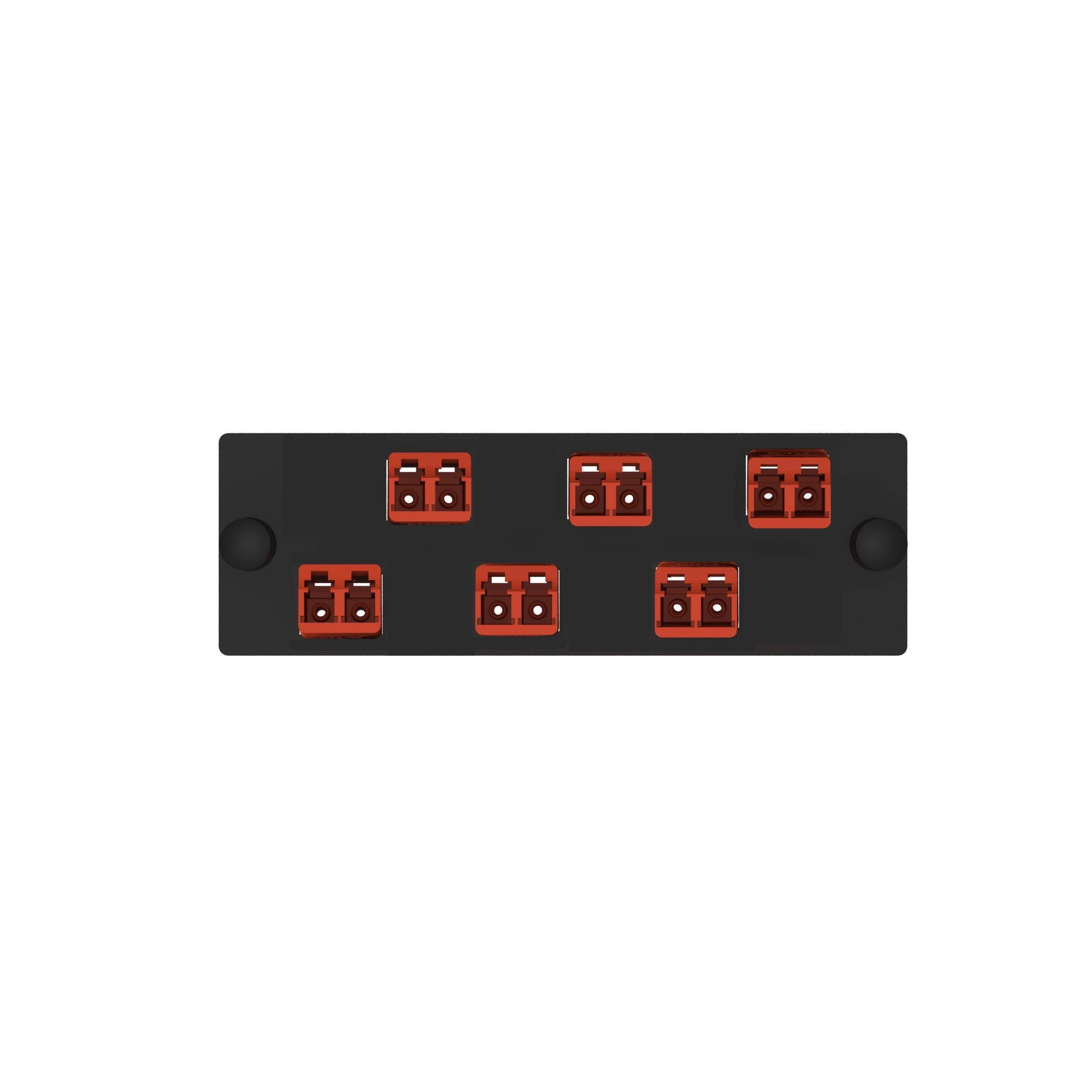 Panduit® Opticom® FAP6WBRDRDDLCZ Duplex Fiber Optic Adapter Panel With (6) Red Adapter, Keyed LC End A