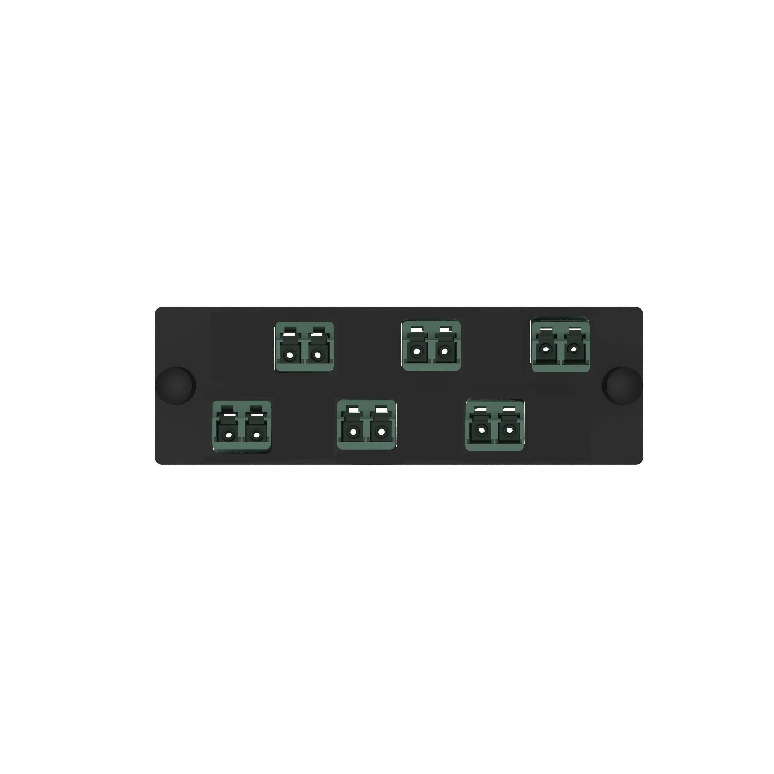Panduit® Opticom® FAP6WCGRGRDLCZ Duplex Fiber Optic Adapter Panel With (6) Green Adapter, Keyed LC End A