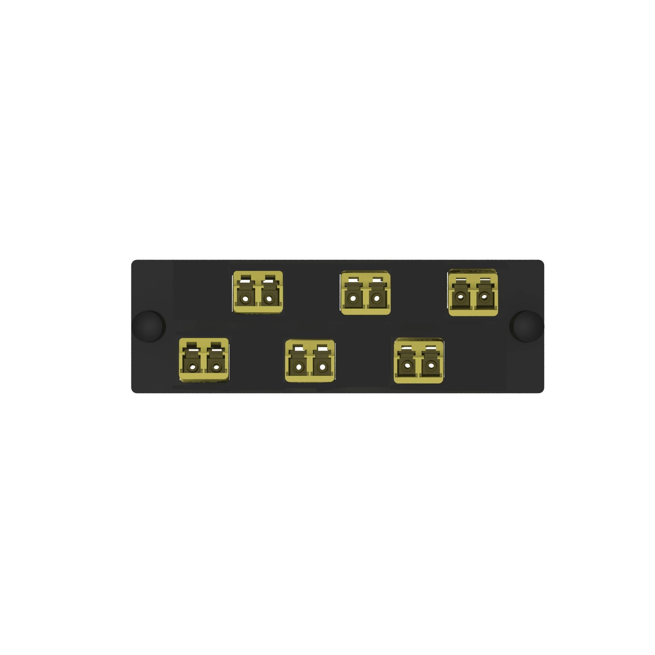 Panduit® Opticom® FAP6WDYLYLDLCZ Duplex Fiber Optic Adapter Panel With (6) Yellow Adapter, Keyed LC End A