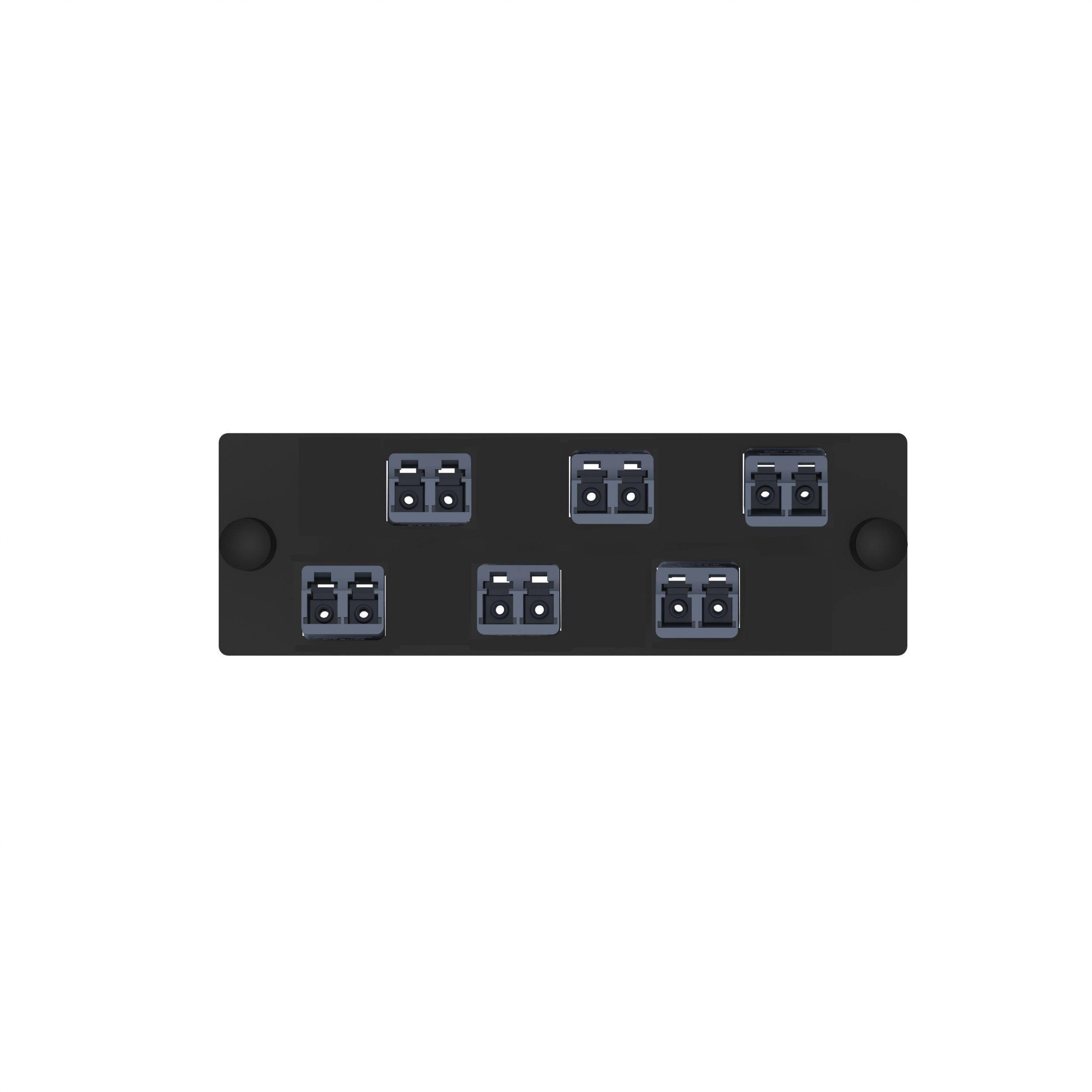 Panduit® Opticom® FAP6WFDBDBDLCZ Duplex Fiber Optic Adapter Panel With (6) Dark Blue Adapter, Keyed LC End A