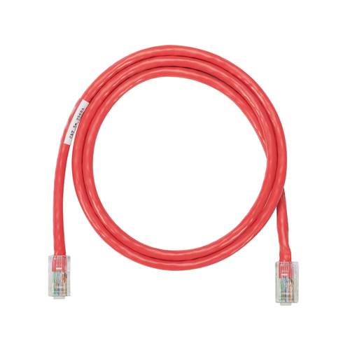 Panduit® NetKey™ NK5EPC11RDY Patch Cord, Cat 5e, 24 AWG UTP Unshielded Stranded Copper Conductor, RJ45 Modular Plug Connector, 11 ft L Cord, Red