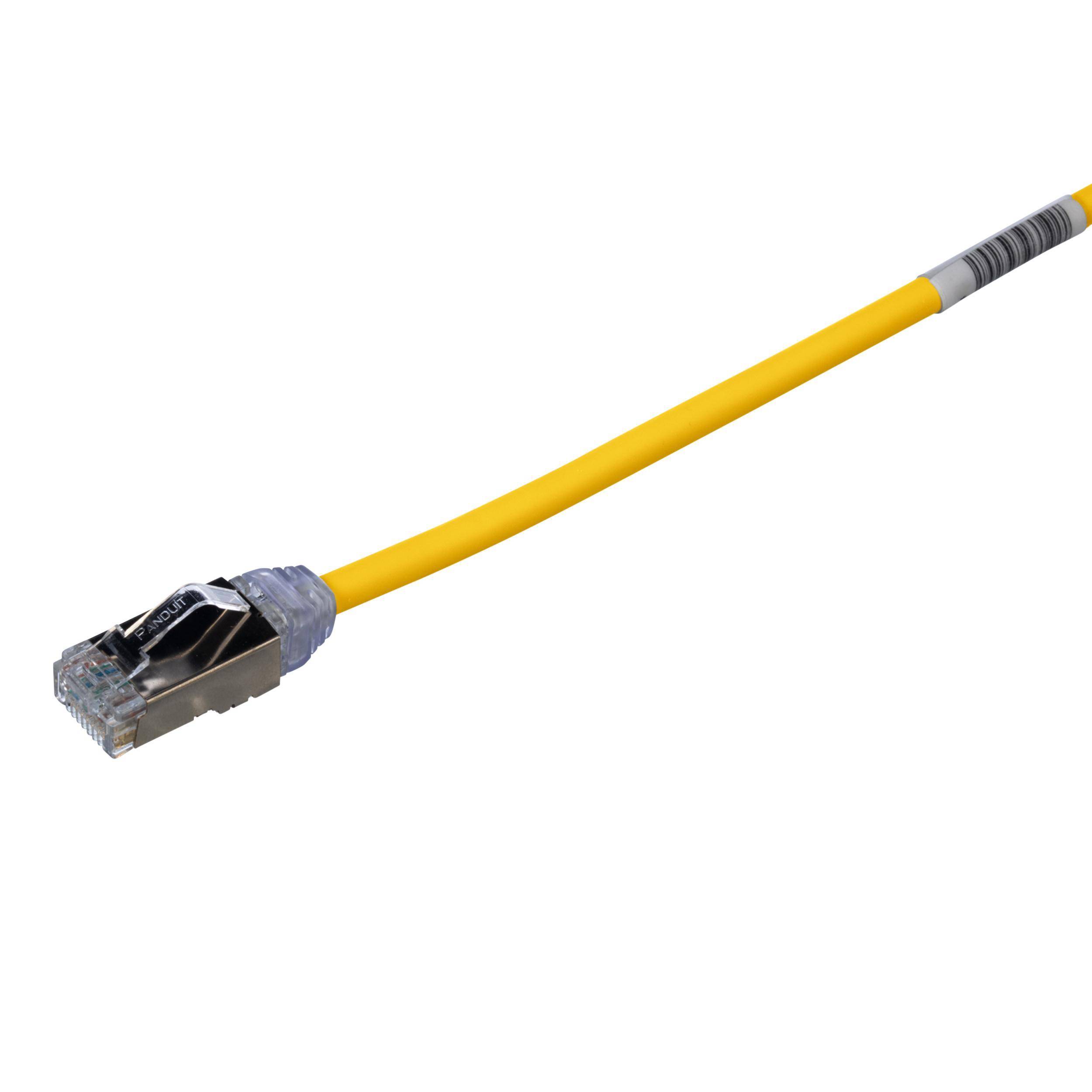 Panduit® PanNet® TX6A-28™ STP28X10MYL Class EA Shielded Small Diameter Patch Cord, Cat 6A, 28 AWG F/UTP Copper/Solid Conductor, RJ45 Modular Plug x Modular Plug Connector, 10 m L Cord, Yellow