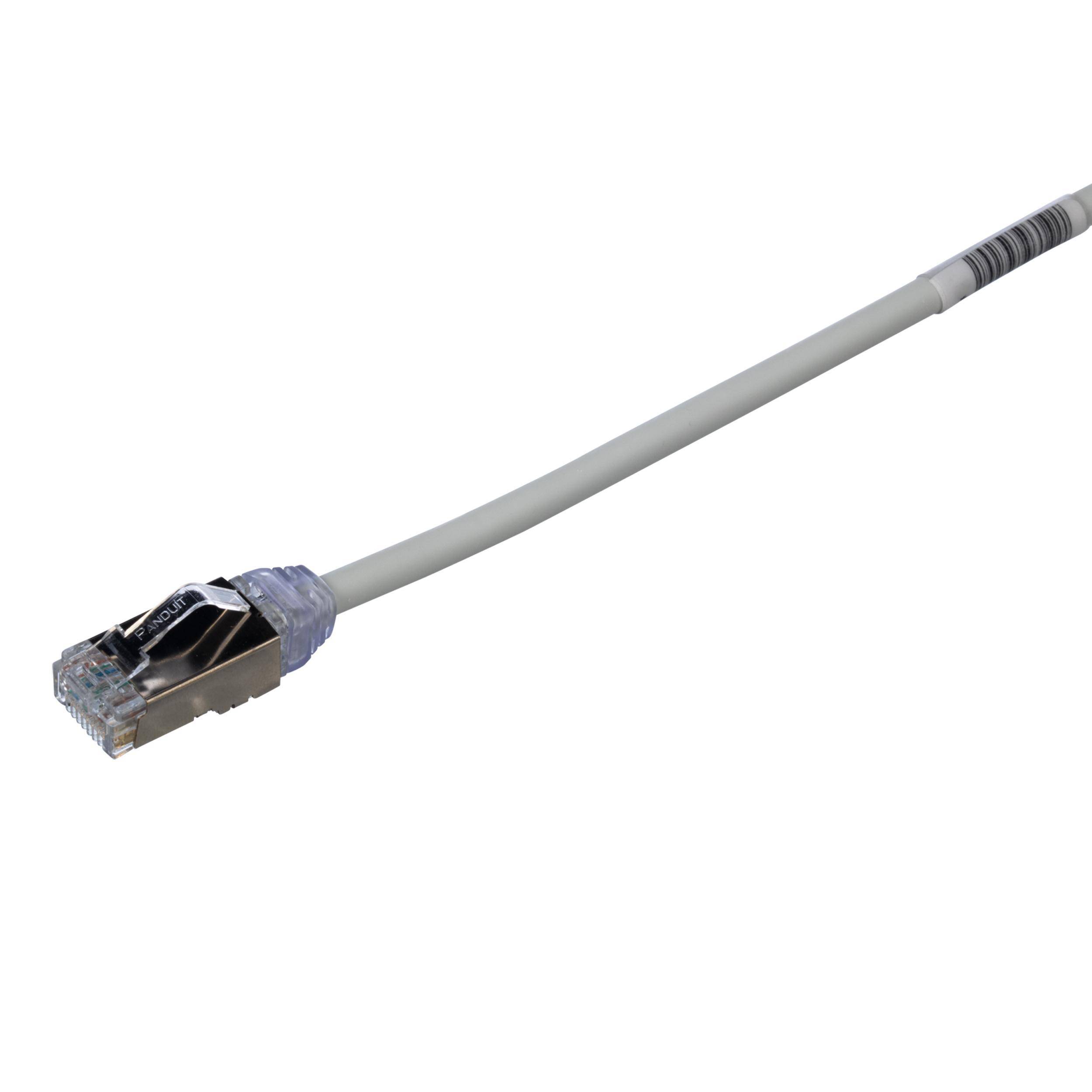 Panduit® PanNet® TX6A-28™ STP28X1.5MIG F/UTP Class EA Small Diameter Patch Cord, Cat 6A, 28 AWG Shielded Solid Copper Conductor, RJ45 Modular Plug Connector, 1.5 m L Cord