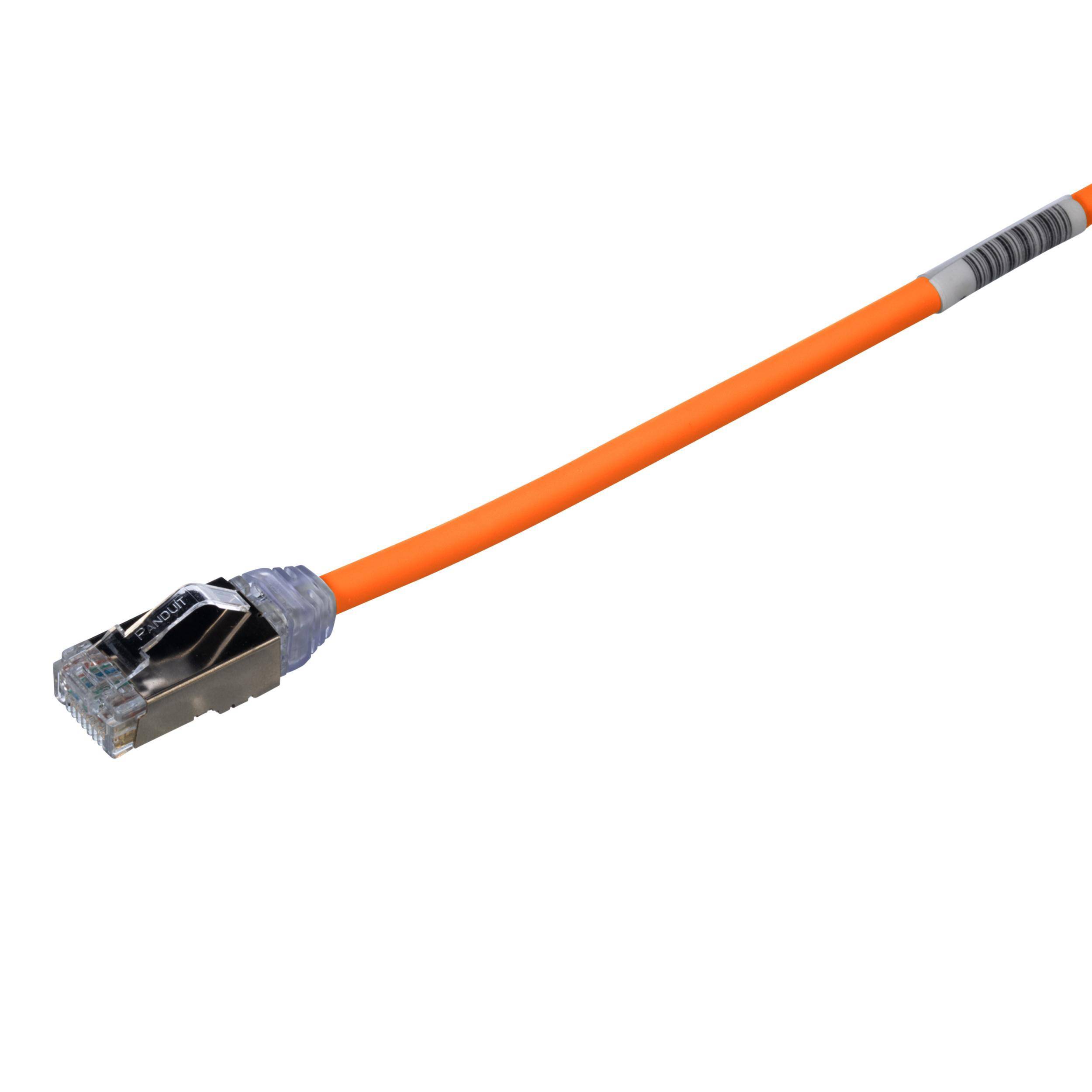 Panduit® PanNet® TX6A-28™ STP28X1.5MOR F/UTP Shielded Small Diameter Patch Cord, Cat 6A, 28 AWG Solid Copper Conductor, RJ45 Modular Plug Connector, 1.5 m L Cord