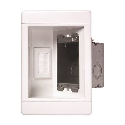 Pass & Seymour® TV-1WMLVKITWCC2 Low Voltage Old Work Recessed TV Box and Frame With M118W Metal Electrical Box, Polycarbonate, 18 cu-in Capacity, 1 Gang, 8 in L x 5 in W x 3-1/2 in H