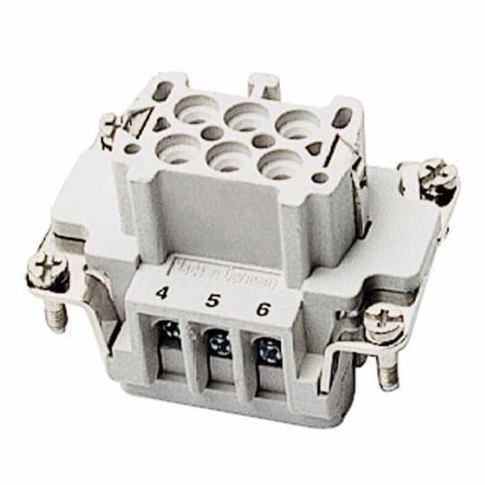 Pos-E-Kon® FS106T T Series High Temperature Terminal Insert, 6 Positions, 20 to 14 AWG Wire, Female Screw Connection, Thermoplastic