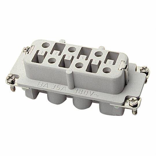 Pos-E-Kon® FS106C C Series High Current Terminal Insert, 6 Positions, 20 to 10 AWG Wire, Female Screw Connection, Glass Filled Thermoplastic