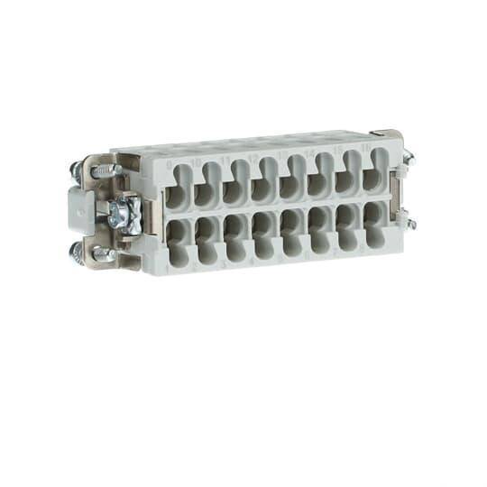 Pos-E-Kon® FS116A A Series Compact Terminal Insert, 16 Positions, 18 to 14 AWG Wire, Female Screw Connection, Glass Filled Thermoplastic