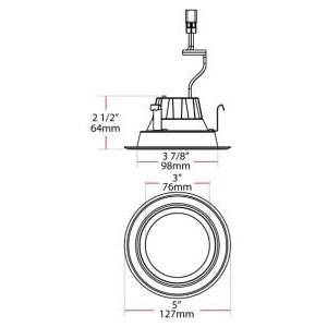 4" Round, 8 W, 120 VAC 60 Hz, RAB Lighting Inc. R4R89FA120WS Retrofit Downlight, 714 Lumen