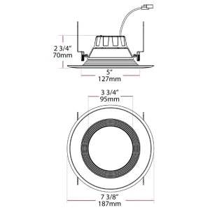 6" Round, 11 W, 120 VAC 60 Hz, RAB Lighting Inc. R6R119FA120WB Retrofit Downlight, 714 Lumen