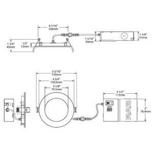 4" Round, 9 W, 120 VAC 60 Hz, RAB Lighting Inc. WFRL4R99FA120WB Recessed Downlight, 630 Lumen