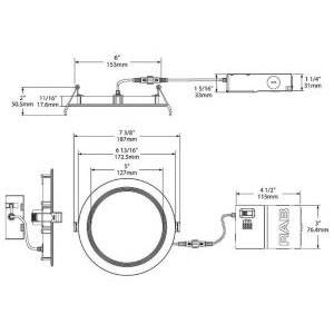 4" Round, 9 W, 120 VAC 60 Hz, RAB Lighting Inc. WFRL4R99FA120WS Recessed Downlight, 630 Lumen