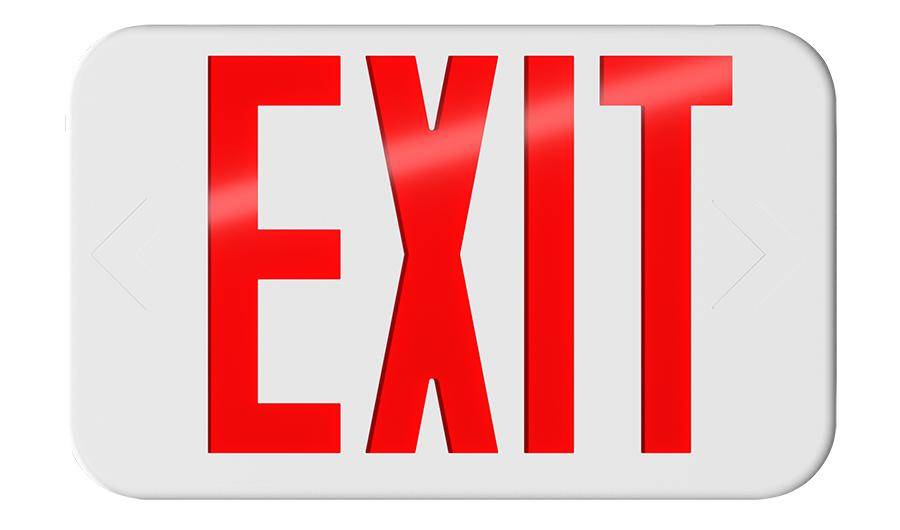 RAB EXIT34-RG/E Universal Face Exit Sign, 1 W Fixture, 120, 277 V, White Housing