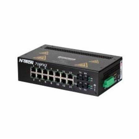 redlion® 716FX2-ST Managed Network Switch, 10/100BaseTX Interface, (14) RJ45 Port