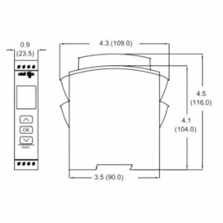 4.3" x 0.9" x 4.5", 21.6 to 253 VAC/19.2 to 300 VDC, High Impact Black Plastic Case, Analog Output, Intelligent Universal Signal Conditioning Module