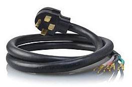 (2) 6 AWG and (2) 8 AWG 4-Conductor Stranded Black PVC Jacket SRDT Range Cord (4 Ft)