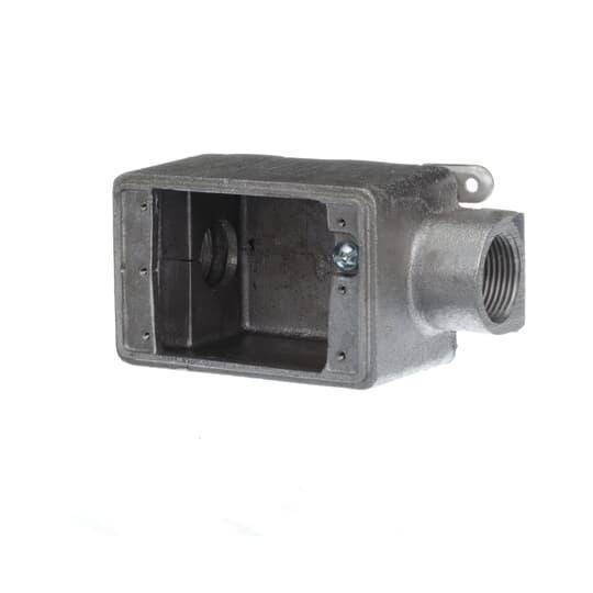 Iberville® CIFDC-1 Type FDC Weatherproof Shallow Style Device Box, Cast Aluminum, 22.5 cu-in Capacity, 1 Gangs, 2 Outlets, 2 Knockouts, 4-5/16 in L x 2-13/16 in W x 2-5/8 in D