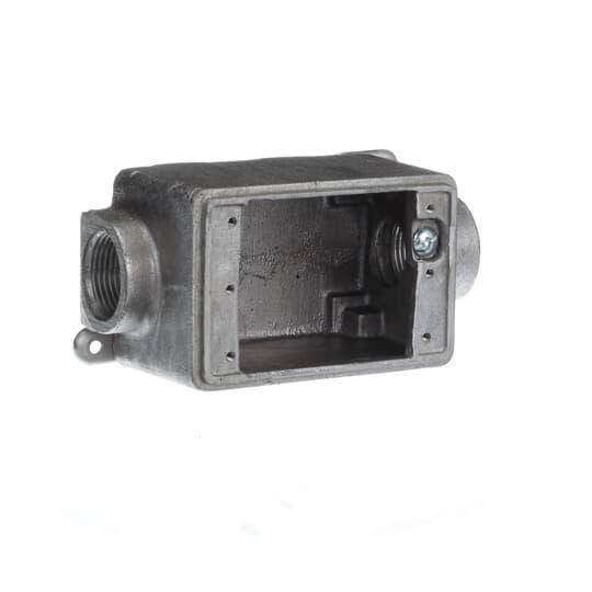 Iberville® CIFDC-1 Type FDC Weatherproof Shallow Style Device Box, Cast Aluminum, 22.5 cu-in Capacity, 1 Gangs, 2 Outlets, 2 Knockouts, 4-5/16 in L x 2-13/16 in W x 2-5/8 in D