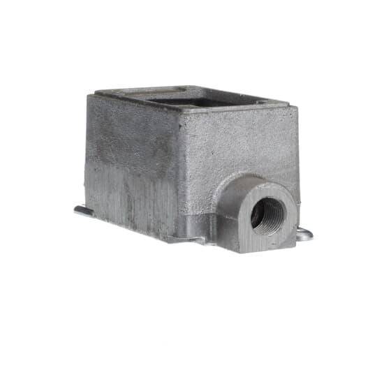 Iberville® CIFDC-1/2 Type FDC Shallow Style Weatherproof Device Box, Cast Aluminum, 22.5 cu-in Capacity, 1 Gangs, 2 Outlets, 2 Knockouts, 4-5/16 in L x 2-13/16 in W x 2-5/8 in D